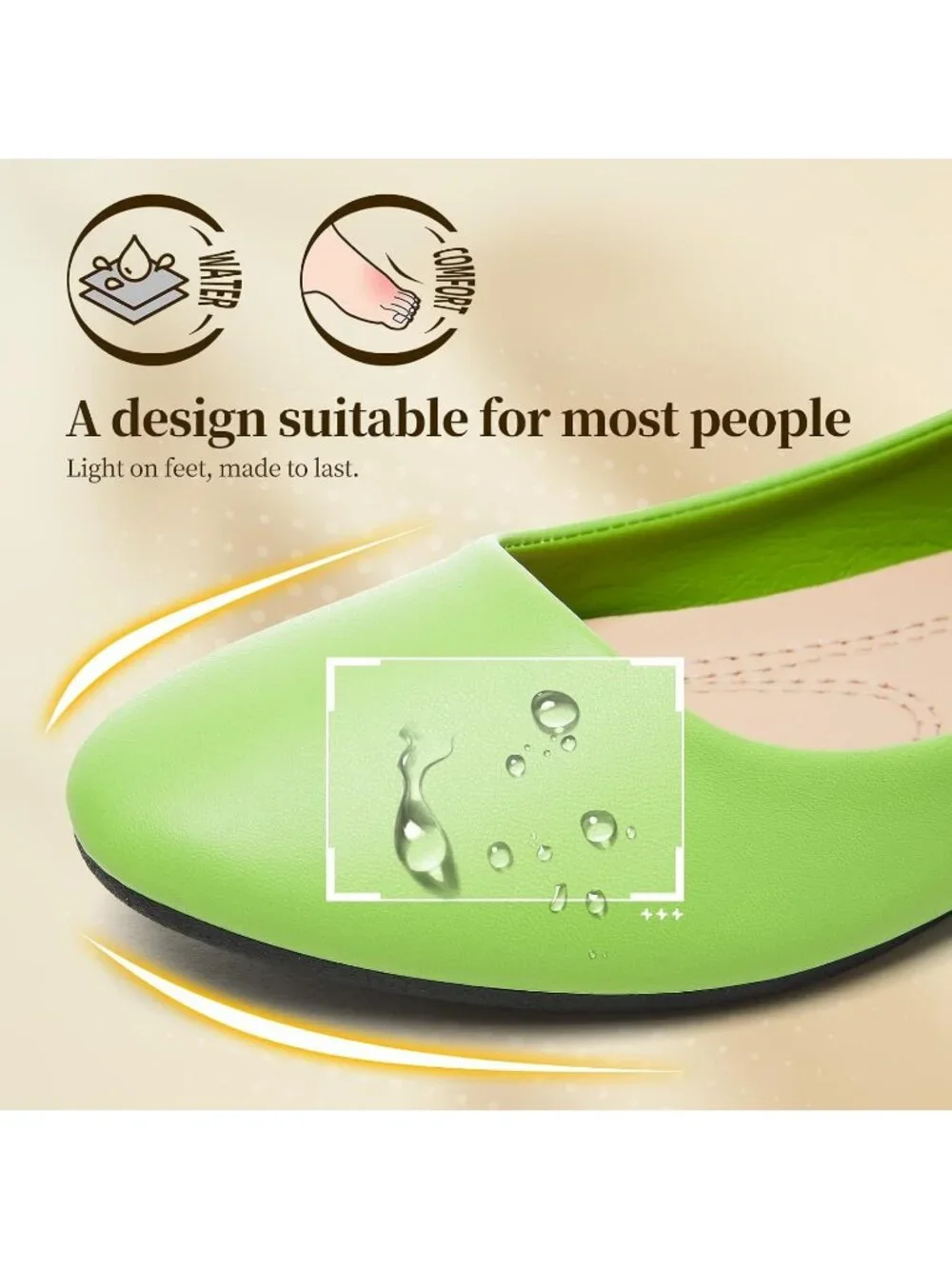 Womens Fluorescent Green PU Leather Comfortable Ballet Flat Slip on Casual Shoes